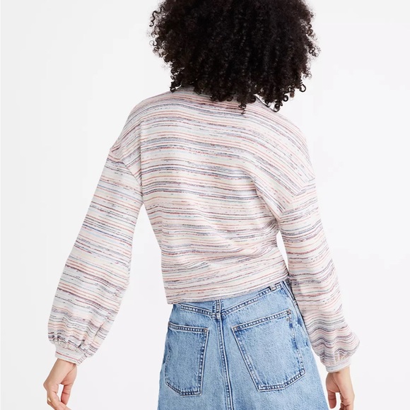 EUC Madewell Bubble-Sleeve Crop Top in Rainbow Stripe, Size Small - Picture 4 of 12